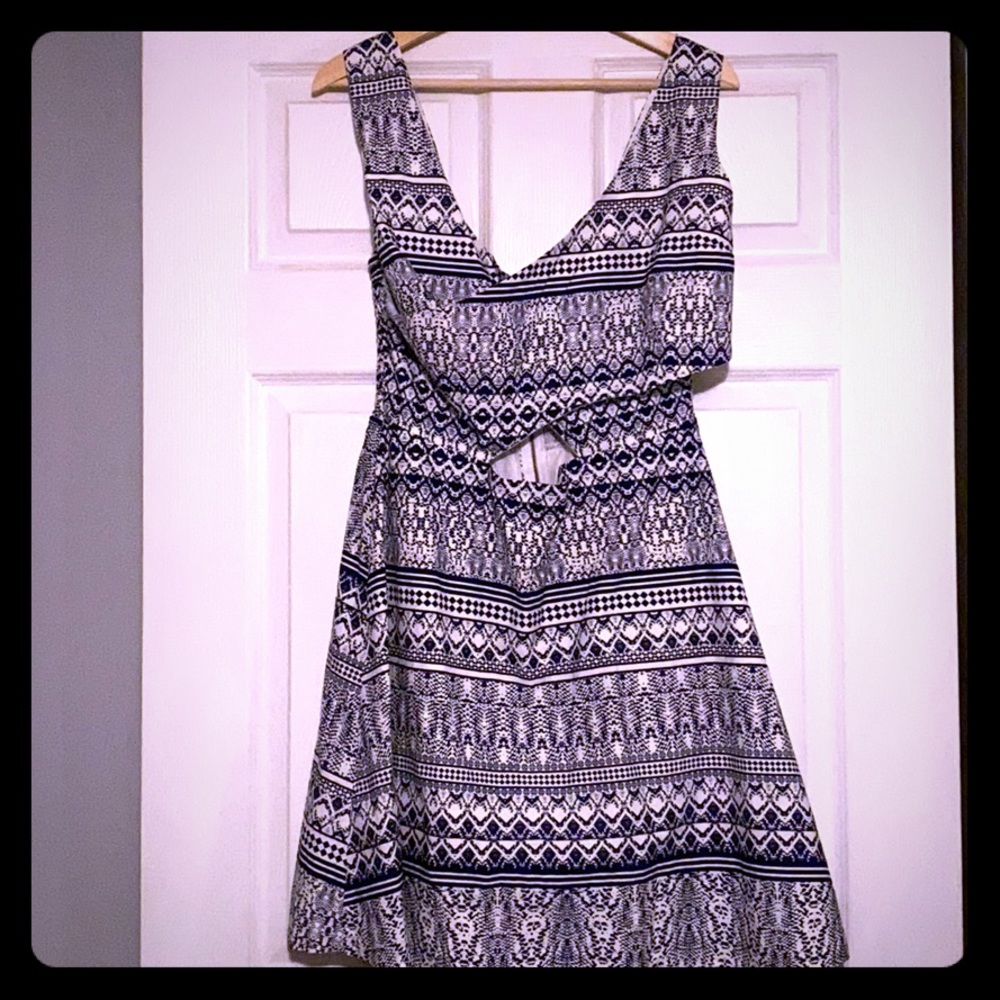 Aztec cutout fit and flare dress